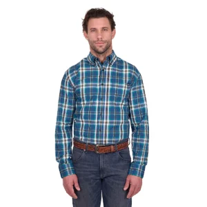 Wrangler Men's Shirt 'Erik' Long Sleeve Blue/Cypress X6W1115491
