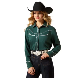 Ariat Women's Blouse 'Mirrorball' Snap Button Long Sleeve Pine Grove 10065988