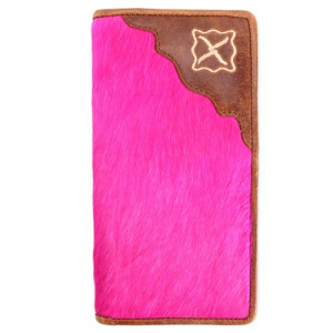 Fort Worth Wallet Rodeo Barbed Cowhide Design Turquoise or Pink BAG6375