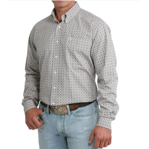 Cinch Men's Shirt 'Classic Fit' Button Down Print White MTW1106102 WHT