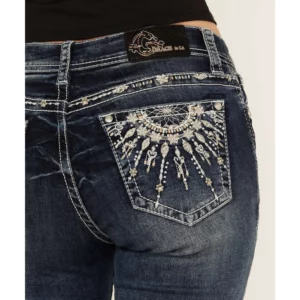 Grace in LA Women's Jeans 'Flower/Heart' Easy Fit Boot Cut EB81706