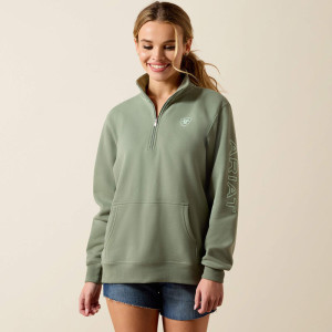 Ariat Women's Sweatshirt 'Foundation Logo' 1/2 Zip Sea Spray 10071505