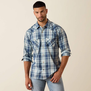 Ariat Men's Shirt 'Heathcliff' Retro Fitted Snap Plaid Key Largo 10071737