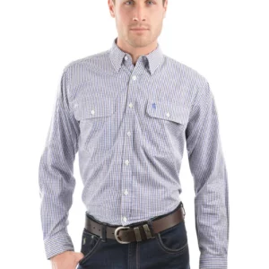 Thomas Cook Men's Shirt 'Wentworth' LongSleeve 2PKT Royal Blue/Brown TCP1115158