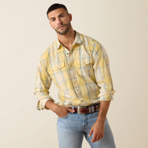 Ariat Men's Shirt 'Hux' Retro Fitted Snap Plaid Chai Tea 10071644