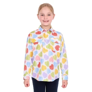 Hard Slog Girl's's Shirt 'Polly' Half Placket Long Sleeve Multi H6S7101157