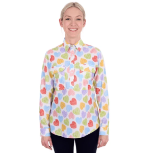 Hard Slog Women's Shirt 'Polly' Half Placket Long Sleeve Multi H6S2101157