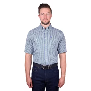Thomas Cook Men's Shirt 'Wentworth' Short Sleeve 2PKT Royal Blue/Green TCP1110158