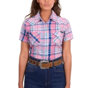 Wrangler Women's Shirt 'Kiara' Short Sleeve Blue/Pink X6S2102603