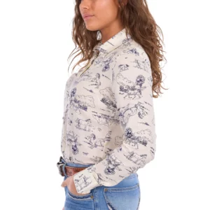 Wrangler Women's Shirt 'Ivory' Long Sleeve Cream X6S2103602