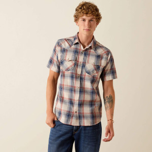 Ariat Men's Shirt 'Haines' Retro Fitted Snap Plaid White Plaid 10071088