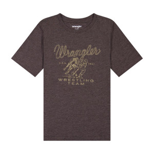 Wrangler Boy's T Shirt 'Wrestling Team' Short Sleeve Chocolate 112379618