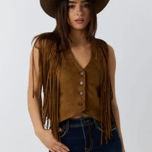 Ringers Western Women's Vest 'Wanderlust' Faux Suede Fringe Copper 225154RW-COP
