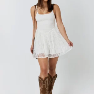 Ringers Western Women's Dress 'Almost A Cowgirl' Mini Shirred Off White 225254RW-OWH