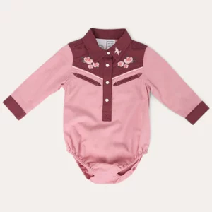 Ringers Western Babies Romper Shirt 'Bonnie' Dusty Pink/Plum 425149RW-DPI/PL