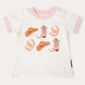 Ringers Western Baby Girl's T-Shirt 'Cross My Boots' Bone/Dusty Pink 425152RW-BO/DPI