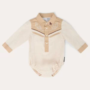 Ringers Western Babies Romper Shirt 'Beau' Dark Sand/Tan 925035RW-DSND/TN