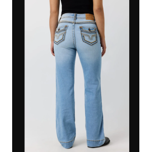 Ringers Western Women's Jeans 'Indi Rodeo' High Rise Wide Boot Leg Light Blue
