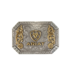 Ariat Belt Buckle Rectangle Floral Emblem Silver/Gold A37022