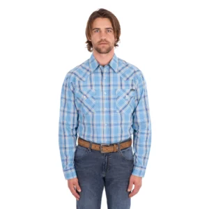Wrangler Men's Shirt 'Zak' Long Sleeve Teal/Tan X6S1111668