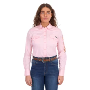Wrangler Women's Shirt 'Hazel Logo' Long Sleeve Blush XCP2111608