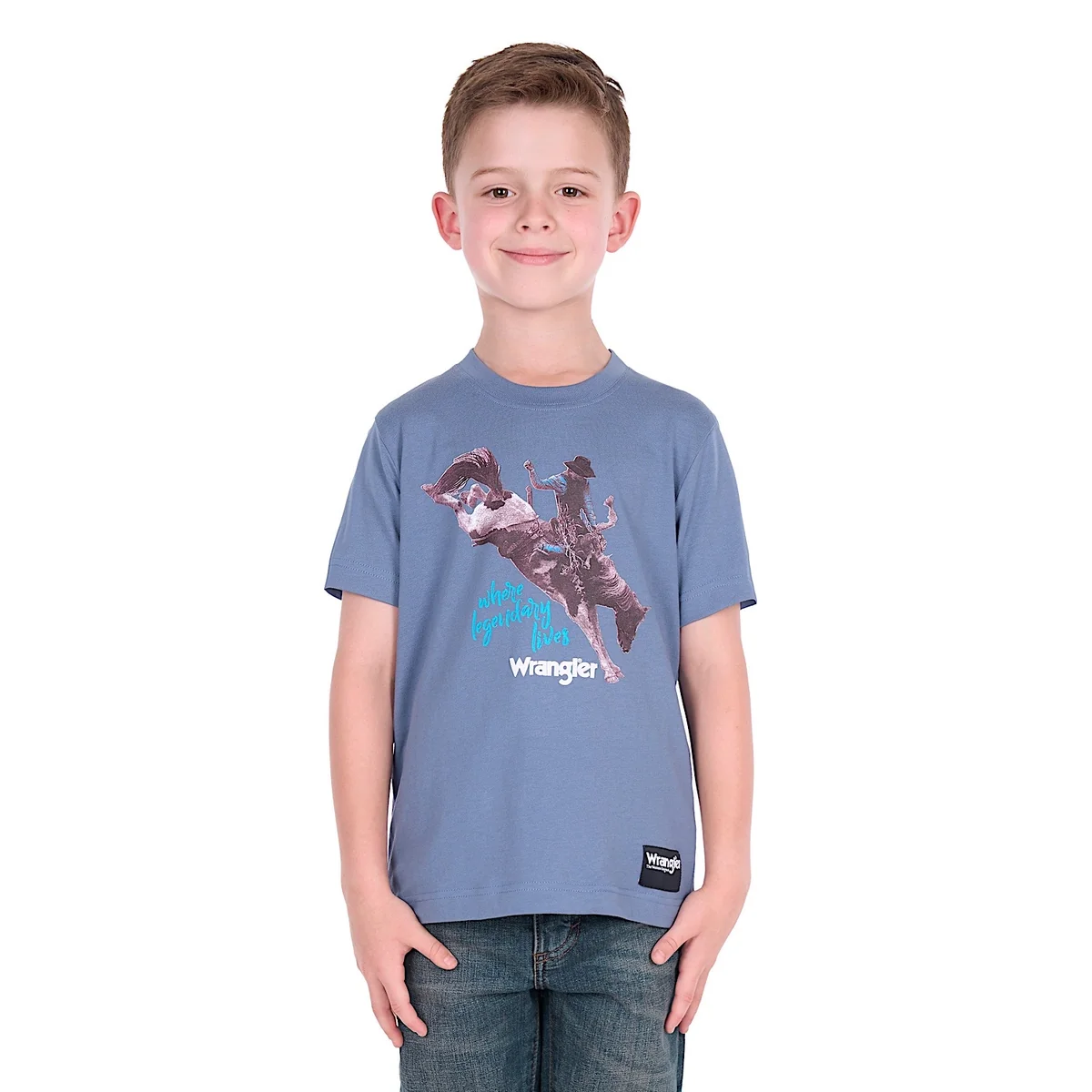 Wrangler Boy’s T Shirt ‘Michael’ Short Sleeve Storm Blue X6S3557684