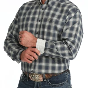 Cinch Men's Shirt 'Classic Fit' Button Down Plaid Navy MTW1106129 NAV