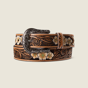 Ariat Women's Belt 'Trifold Shield Patch Logo' Floral Brown A1569008