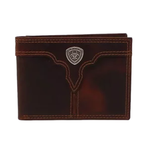 Ariat Men's Wallet Bi Fold Contrast Stitch Shield Brown A3550202