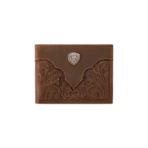 Ariat Men's Wallet Bi-Fold Overlay Embossed Medium Brown A3569044