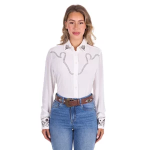 Pure Western Women's Shirt 'Traci' Long Sleeve Cream P6S2126250