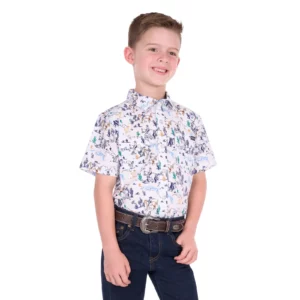 Pure Western Boy's Shirt 'Mike' Short Sleeve Multi P6S3103306