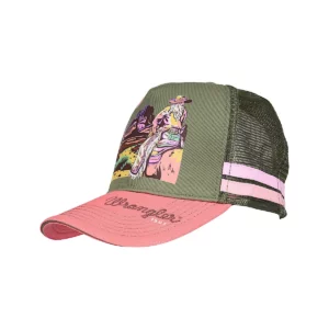 Wrangler Women's Trucker Cap 'Willa' HP Ponytail Khaki Marle/Coral X6S2942CAP