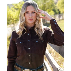 Cinch Women's Shirt Corduroy Concho Snap Brown CTW7548001 BRN